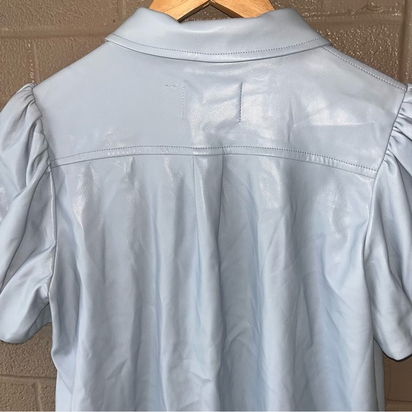 NEW DOLCE CABO Baby Blue Short Sleeve Vegan Leather Dress in Cornflower M $159 - Picture 7 of 9